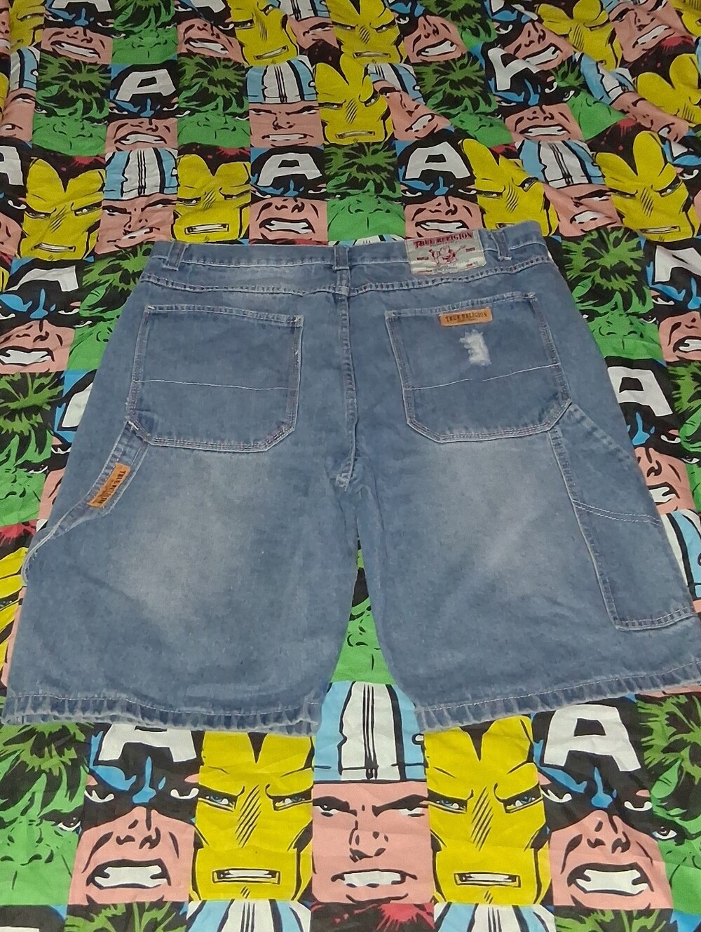 True Religion Geno Supert Carpenter Blue Jean Denim Shorts